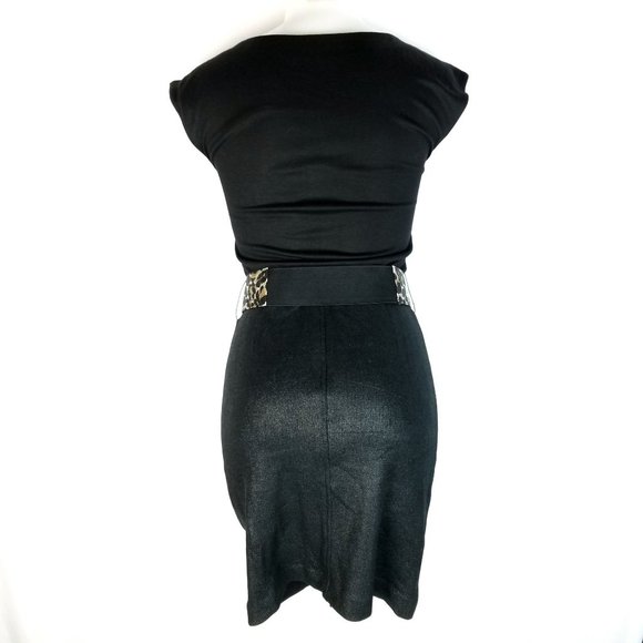 ALICE + OLIVIA Belted Sheath Dress Black Animal Print Sleeveless Womens size XS - Picture 3 of 8